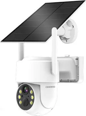Solar Security Cameras Wireless Outdoor, 2.4 GHz WiFi Camera with Solar Panel, PIR, 4MP Color Night Vision, 2-Way Talk, IP66, Solar Powered, Cloud/SD