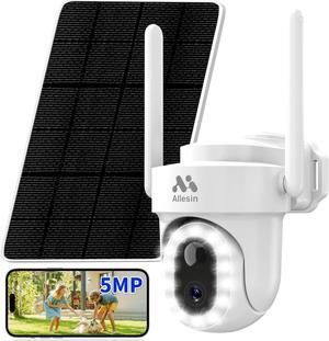 Allesin Solar Security Camera Wireless Outdoor, 5MP Sloar Cameras for Home Security with 14LEDs Spotlight Color Night Vision, 2.4GHz WiFi, IP65, AI Human Detection, 2-Way Talk, Cloud/SD Storage