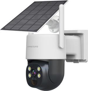 Solar Camera Outdoor Wireless: 2K/4MP Cameras for Home Security-2.4G WiFi Outdoor Camera Solar/Battery Powered, 360°Pan & Tilt with Full Color Night Vision 2-Way Talk, Cloud/SD Storage