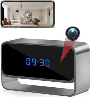 Clock Camera with WiFi and Bluetooth, Full HD 1080P Wireless Indoor Security Camera
