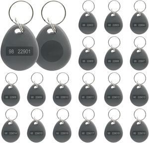RFID Key Fobs Writable, HID 125KHZ 26 Bit Keyfobs Proximity Fob RFID Key Fob Id Card Token Tags Prox Key ISO-Prox 1346 1386 1326 H10301 Access Control Systems KeyTags (Gray,100)