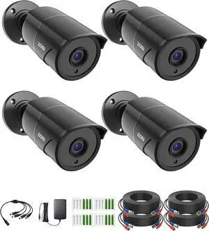 ZOSI 4 Pack 1080p Home Security Cameras with Audio Recording,Built-in Microphone,2MP 1920TVL HD-TVI Outdoor Indoor CCTV Cameras with 120ft IR Night Vision Weatherproof Surveillance Bullet Camera