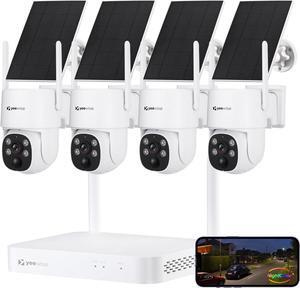 2K NightColor Wireless Solar Security Camera System, 4MP Pan Tilt Starlight Battery Cameras, Color Vision Day and Night, Dual-Band Wi-Fi 6, Smart PIR Detection, 120 Days Local Storage