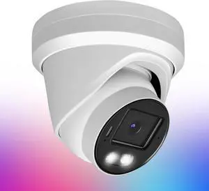 8MP 4K PoE IP Security Camera, H.265 Dome IP Camera with Smart Dual Light Colorvu, 5X Optical Zoom, Two Way Talk, SD Card Slot, 98ft Night Vision, 110°Wide Angle, Human/Vehicle Detection