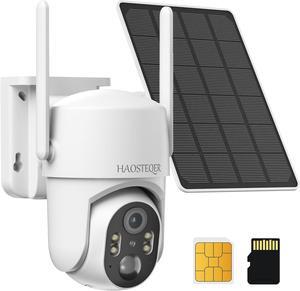 4G LTE Cellular Solar Security Cameras Wireless Outdoor, Solar Powered 3MP Camera 2K No WiFi Security Camera, 360° Live View, Color Night Vision, PIR Motion Detection, Multi-Siren, IP66 (Us Version)