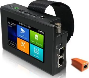 5 in 1 CCTV Tester Support Up to 4K IP Camera & 720P/1080P/3mp/4mp/5 Megapixel AHD, TVI, CVI & CVBS Analog Camera, 4" Touch Screen Security Video Monitor, POE Out, IP Scan, UTP Cable Test