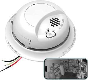 Night Vision 2K HD Smoke Detector WiFi Spy Camera P2P Wi-Fi Fire Alarm Hidden Nanny Cam Spy Camera, Ceiling Mount, 110V AC Connector (Invisible NV IR 9120 Model/Video Only: No Audio)