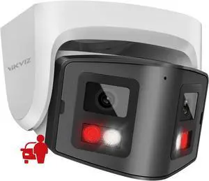 4K 8MP Dual Lens PoE IP Security Camera with 180 Degree Panoramic Wide Angle,Human/Vehicle Detection,Smart Color Night Vision,Two-Way Talk,MicroSD Slot(512G),IP66,Compatible with Hik-Vision