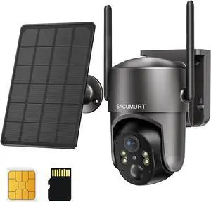 4G LTE Cellular Security Cameras Outdoor, Wireless Security Camera Outdoor No WiFi Needed, Solar Camera for Home Security, 2K HD Video Camera, PTZ, Motion Detection, (US Version)