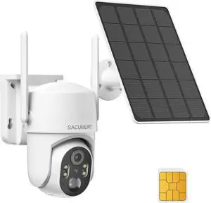 No WiFi Security Camera Outdoor, 4G LTE Cellular Security Camera That Do Not Require No WiFi, 360 Camera Outdoor PTZ, Solar Surveillance Camera, 2K HD, Motion Detection, (US Version)