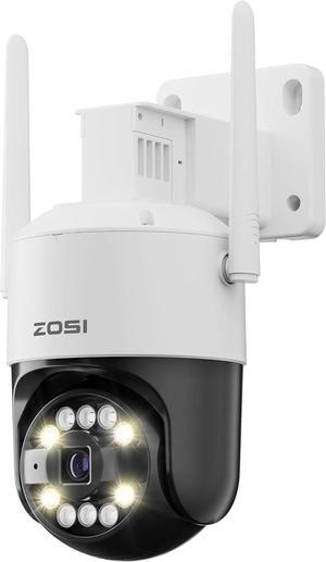 ZOSI 3K WiFi 6 Home Security Camera, 2.4GHz WiFi Camera Outdoor, 5MP Pan/Tilt Plug-in Camera, Human/Vehicle/Pet Detection, Color Night Vision, 2 Way Audio, Spotlight Siren, SD Card & Cloud Storage