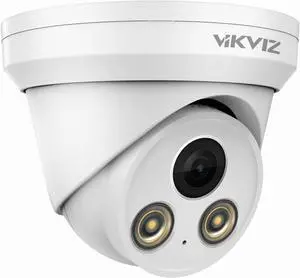 8MP PoE IP Camera Outdoor,4K Smart Dual Light Turret Camera,Human/Vehicle Detection,Hybrid Color Night Vision,Bulit-in Mic,Full Metal Housing,2.8mm Lens 105°Wide Angle,IP67,Compatible for Hik-vision