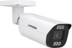 H.VIEW Ultra HD 4K (8MP) Outdoor Security IP PoE Camera, Surveillance Outdoor IP Bullet Camera with Mic/Audio, Smart Dual Illumination, Human Detection, IP67 Weatherproof, Two-Way Audio, RTSP