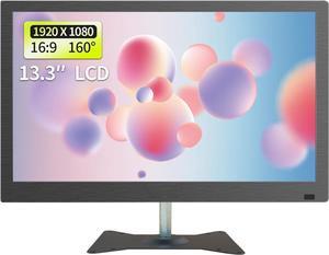 13.3 Inches Security Monitors & Displays, 1920x1080 Resolution, HDVGAPC Audio Interface, Built-in Speaker LCD Display Suitable for PC, Microcomputer, Camera, Microphone