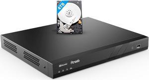 16CH H.265 Network Video Recorder, 4K 16 PoE ports NVR, Remote Access, Motion Alarm, 24/7 Recording, Smart Playback, Support 8MP/5MP/4MP/3MP PoE Cameras, Built in 4TB, Two SATA Ports Up to 16TB