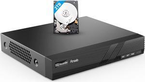 8CH H.265 Network Video Recorder, 4K 8 PoE Ports NVR, Remote Access, Motion Alarm, 24/7 Recording, Smart Playback, Support 8MP/5MP/4MP/3MP PoE Cameras, Built in 2TB, ONE SATA Ports Up to 8TB