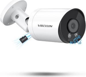 VIKYLIN 4K 8MP Starlight PoE IP Camera, 8MP Bullet PoE Camera with AI Human Vehicle Detection, 2.8mm Lens, Built-in Mic, MicroSD 256GB, WDR, IP67, Blue Iris, NDAA Compliant