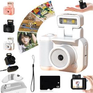 Retroscope Mini Camera, Retro Mini Camera, Retro Snap Camera, Tiny Camera Keychain, Mini Camera Keychain, 1080P Vintage Small Digital Camera Video Recorder with LED Flash Light (White, 64GB)