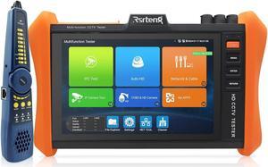 Rsrteng CCTV Tester 8K 32MP 12MP IP Camera Tester,POE++ Max 90W Power Output POE Camera Tester 8MP TVI/CVI/AHD/SDI/CVBS Coaxial Camera Tester Cable Tester Network Tools Gigabit SFP Port WiFi HDMI VGA