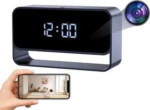 Camera Clock, FHD 1080P Wireless Cam, WiFi Nanny Cam, Strong Night Vision, Small Discreet Cam for Home Indoor Security