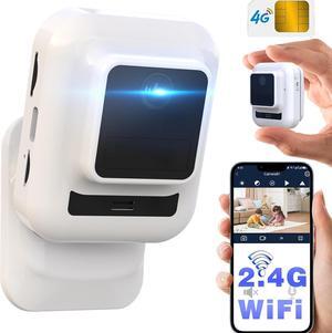 Cellular Security Camera 4K,Mini WiFi Camera Wireless,2.4G WiFi/4G LTE,Cameras for Home Security Indoor,Mini Security Camera with Magnetic Base,SIM Card,Motion Detect,150 Miniutes Battery,Night Vision