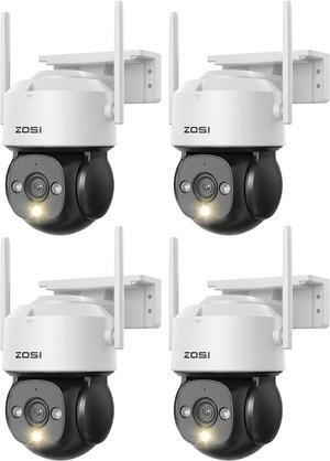 ZOSI 4Pack C290 Plug-in HD Pan/Tilt Wired WiFi Security IP Camera Outdoor Indoor with Color Night Vision, 2MP PT Wireless Camera, AI Human & Vehicle Detection, Auto Tracking, Siren Alarm, 2-Way Audio