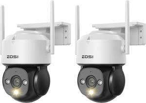ZOSI 2Pack C290 Plug-in HD Pan/Tilt Wired WiFi Security IP Camera Outdoor Indoor with Color Night Vision, 2MP PT Wireless Camera, AI Human & Vehicle Detection, Auto Tracking, Siren Alarm, 2-Way Audio