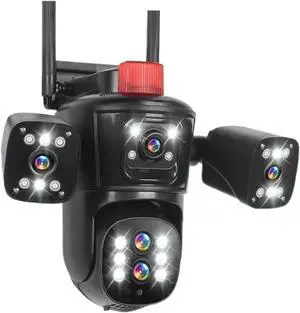 10K 20mp Outdoor Wireless WiFi Security Camera 10X Auto Tracking 8K PTZ 5 Lens 4 Screens IP CCTV Cam Waterproof(E/U,20MP Add 32G Card)