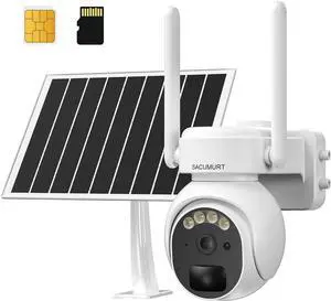 No WiFi Security Camera, 4G LTE Cellular Security Camera, 2K 360° View Solar Security Cameras Wireless Outdoor, Color Night Vision, PIR Motion Sensor, Phone App Alert, (US Version)