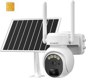 4G LTE Cellular Security Camera Outdoor, No WiFi Security Camera, 2K 360° View Wireless Camera No Internet Needed, Color Night Vision, PIR Motion Sensor, Phone App Alert, 2 Way Talk, (US Version)