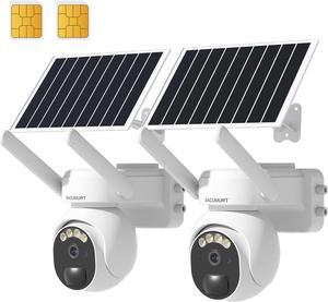 No WiFi Security Camera, Wireless Camera No Internet Needed, 2K 360° View Solar Cameras for Home Security, Color Night Vision, PIR Motion Sensor, 2 Way Talk, Phone App Alert, (US Version), 2 Pack