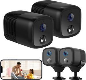 Spy Camera WiFi Mini Camera 2 Pack, Spy Camera Wireless with 5200mAh Battery, 1080P Wire-Free Portable Indoor Camera, 160° Viewing Angle, Smart Human Detection Alerts, 33 ft Night Vision