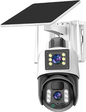 V380 PRO 4K 8MP Wireless CCTV Camera WiFi, Solar CCTV Camera Outdoor, IP Security Monitoring Camera(WiFi White)