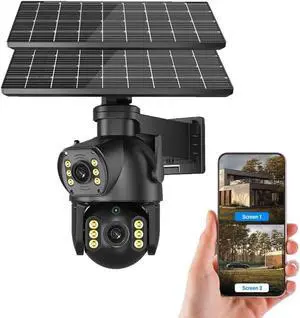 4G LTE Cellular Security Camera Dual Lens 360°PTZ 4K/8MP Solar Camera Outdoor Wireless Cameras for Home Security Camera (8MP No Card)