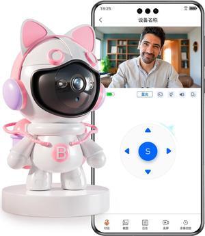 360° Indoor Security Camera,Cameras for Home Security,Ideal for Baby Monitor/Pet Camera/Home Security,Starlight Color Night Vision APP Control with 64G TF Card(Pink-A)
