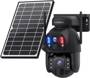 INQMEGA 6MP Dual-Lens Solar Camera Outdoor, 4G LTE Cellular Surveillance Camera with Color Night Vision, PIR Motion Sensor, (2.4G WiFi)