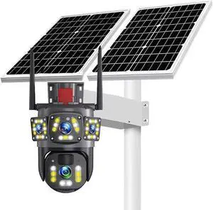 Solar Camera WiFi V380PRO Three Eyes and Two Pictures Outdoor Solar Closed Circuit PTZ Camera 1080P Card 32G