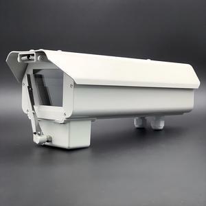12 Inch Outdoor Aluminum Alloy CCTV Security Camera Protector Housing, Surveillance Camera Box Rainproof Protective Enclosure + Double Layer Sunshade + 24V DC Windshield Wiper