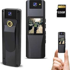 Mini Body Worn Camera 2K/1440P HD, 32GB Small Body Camera 7H Recording, Premium Portable Body Cam with Night Vision & Motion Detection Wearable for Office Home Security Guard Pet Record