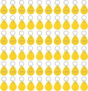 RFID Key Fobs Writable, Thin 26 Bit Proximity Key Fobs Fit for Prox Key ISO-Prox 1346 1386 1326 H10301 Format Readers, Works with The Vast Majority of Access Control Systems Yellow (100 Pcs)