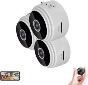 Hidden Camera,Mini Magnetic Security Camera,Mini Camera Hidden Camera 1080p HD,Mini Camera Wireless,Mini Security Camera for Indoor Outdoor (White,3pcs)