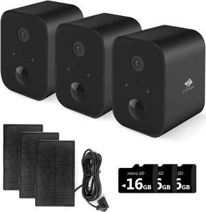 Z-Edge Security Cameras Wireless Outdoor with Solar Panel Cameras for Home Security, 1080P, Home Camera with Night Vision, 3 Pack, Black, SW03