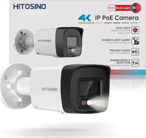 4K Outdoor Bullet PoE Camera - 8MP Active Deterrent IP Camera, Smart Color Night (98ft), 2-Way Audio, Human/Vehicle Detection, Full Metal IP67, 127° Wide Angle, 120dB WDR, Hik-Connect/SADP