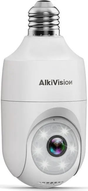 2K Light Bulb Security Cameras Wireless Outdoor - 360° Motion Detection Cameras Outside, Full-Color Night Vision, Auto Tracking