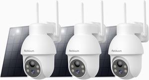 Security Camera Wireless Outdoor, 2K Solar Security Camera,Battery Powered 360°PTZ Security Camera 3Pack