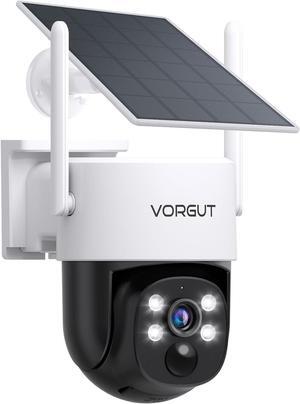 Solar Security Camera Wireless Outdoor, 4MP 360° PTZ Solar Camera for Home Security with Solar Panel, Spotlight Color Night Vision, Human Detection, 2-Way Talk