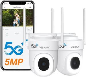 3K Wired Security Camera Outdoor, WiFi 6 Security Camera with 24/7 Recording, 5G WiFi Cameras for Home Security, Auto Tracking, Noise Detect,Siren Alerts, 360°PTZ, Works with Alexa (2Pack)