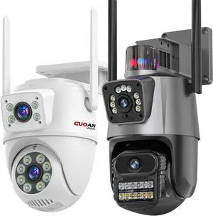 4K Security Camera Outdoor, Dual Lens PTZ Wireless Outside Cameras for Home Security