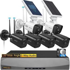 OOSSXX (2-Way Audio & PIR Detection) 5.5MP Security Wireless Camera System Outdoor WiFi Security Cameras Solar Battery Solar Powered Wireless Cameras Video Surveillance