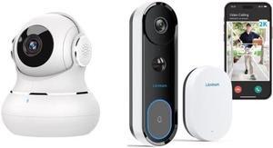 litokam Security Camera Indoor 2K, 360 Pan/Tilt Cameras for Home Security with Motion Detection, 2K Video Doorbell Camera Battery Powered(Only 2.4GHz)